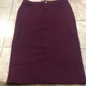 Be Girl Mock Denim Skirt Burgundy Size XS